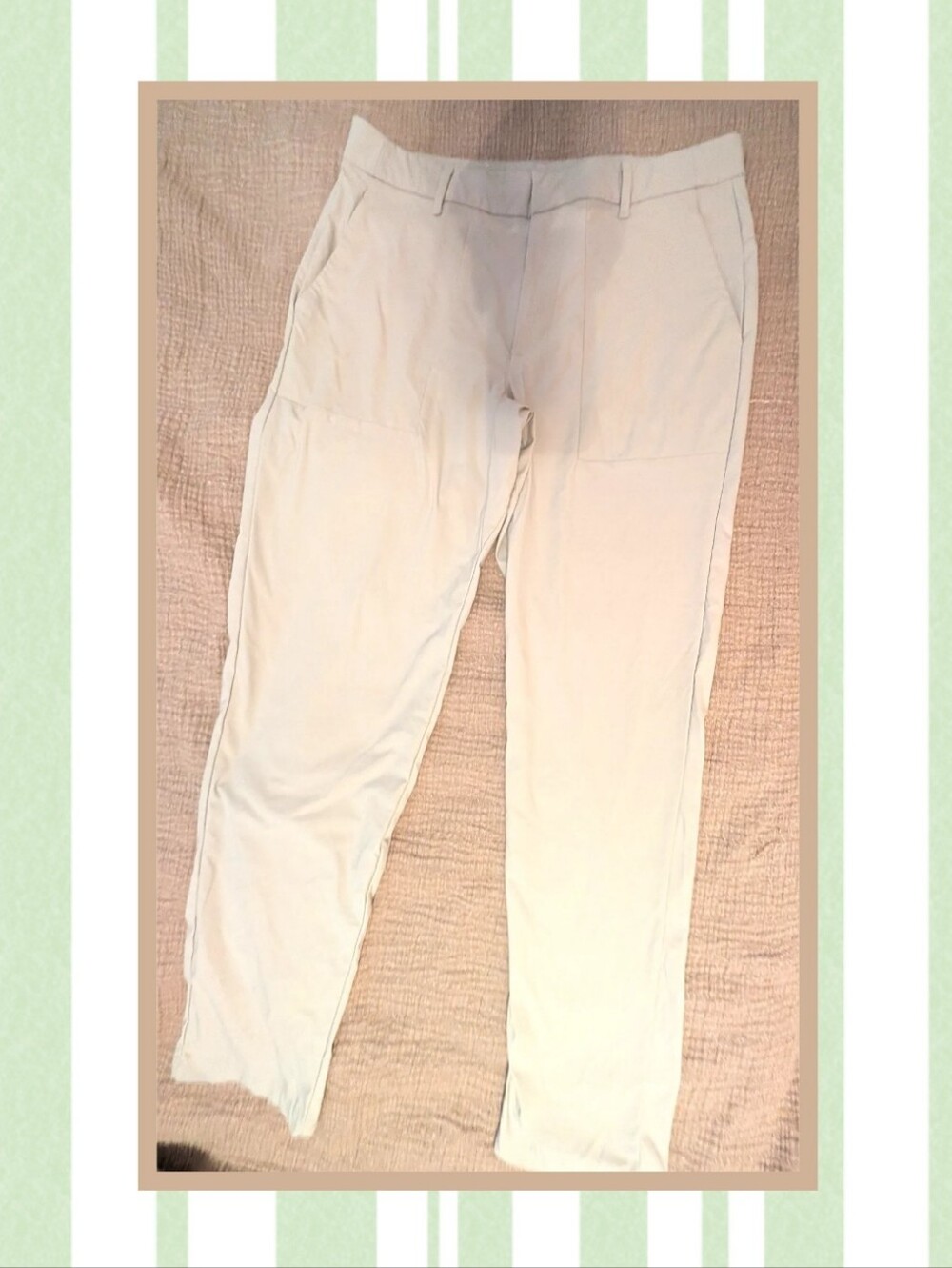 Men's Beige Active Stretch Dress Hybrid Pants, Size 32x32
